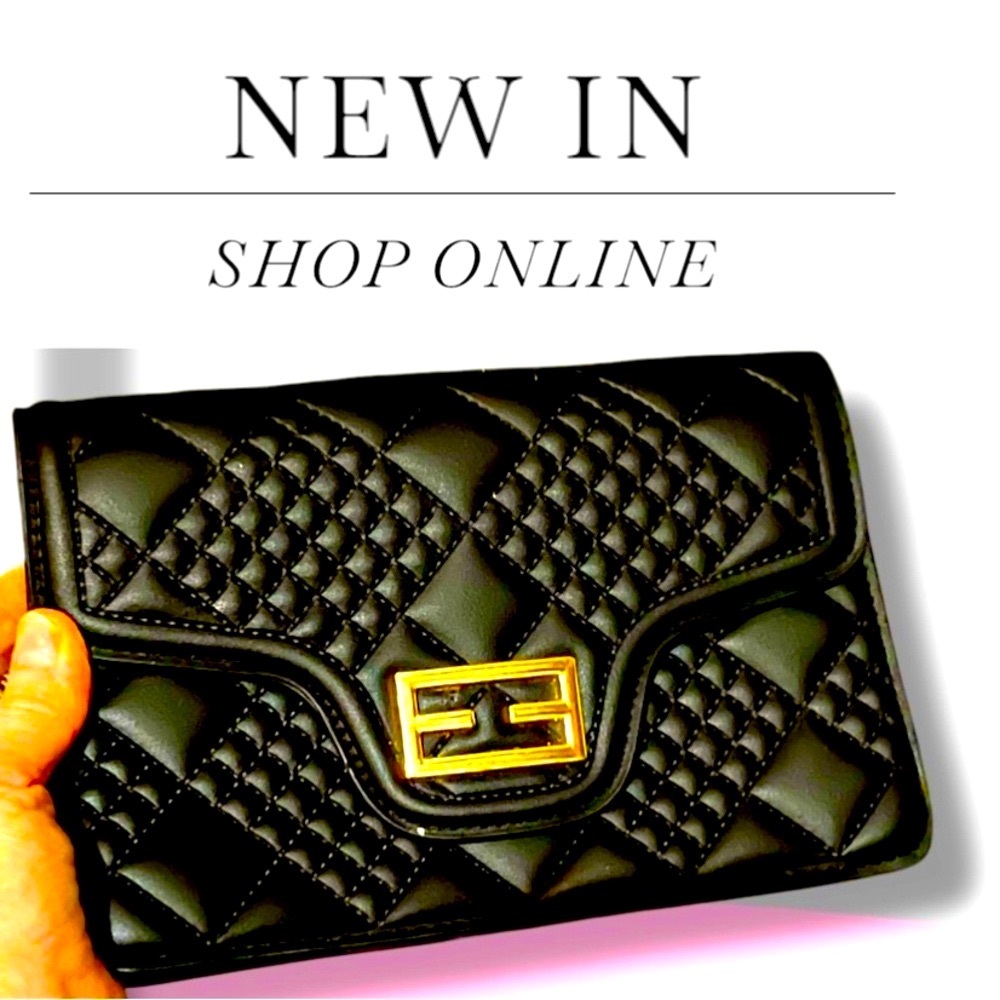 - Chic Black Quilted Clutch